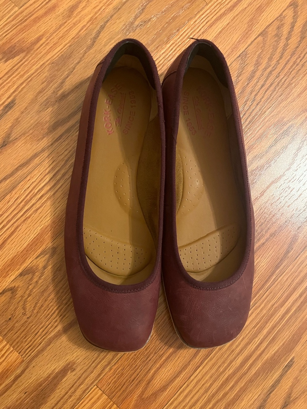 Korkease Oxblood Square Toe Flats